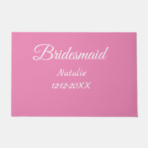 Einfache minimalistische rosa Brautjungfer-Text mi Fußmatte