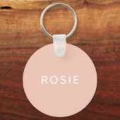 Einfache Minimalistische Rosa Individuelle Name Schlüsselanhänger (Vorderseite)