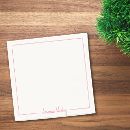 Einfache Minimalistische rosa Monogramm Vollständi Post-it Klebezettel