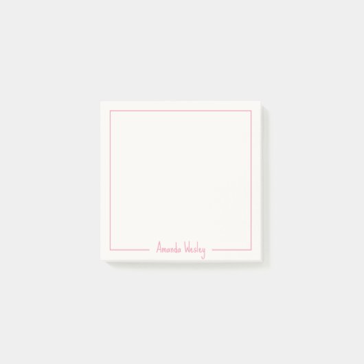 Einfache Minimalistische rosa Monogramm Vollständi Post-it Klebezettel (Vorderseite)