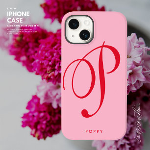 Einfache Minimalistische Rosa und Rote Schrift Anf Case-Mate iPhone 14 Hülle