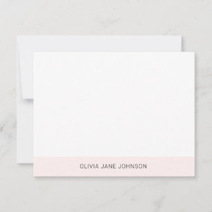 Einfache Minimalistische, rosa weiße Notizkarte Mitteilungskarte