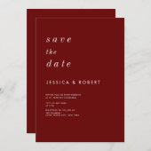 Einfache Minimalistische Rot-Weiß-Hochzeit Einladung (Vorne/Hinten)