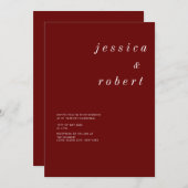 Einfache Minimalistische Rot-Weiß-Hochzeit Einladung (Vorne/Hinten)