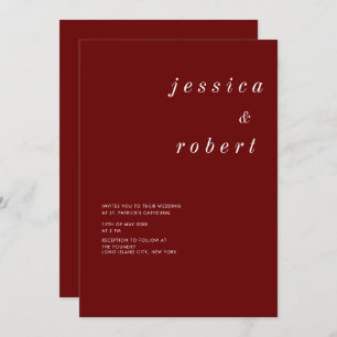 Einfache Minimalistische Rot-Weiß-Hochzeit Einladung