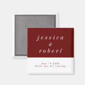 Einfache Minimalistische Rot-Weiß-Hochzeit Magnet (Vorderseite/Rückseite)