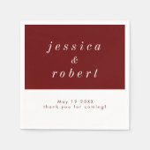 Einfache Minimalistische Rot-Weiß-Hochzeit Serviette (Vorderseite)