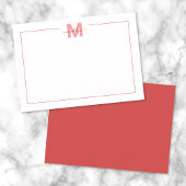 Einfache Minimalistische Rote Bezeichnung Monogram Mitteilungskarte