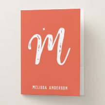 Einfache Minimalistische Rote Orange Monogramm Nam