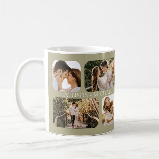 Einfache Minimalistische Rounded-Edge-Foto-Paare Kaffeetasse (Links)