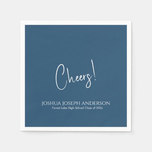 Einfache Minimalistische Royal Blue Graduation Par Serviette (Vorderseite)