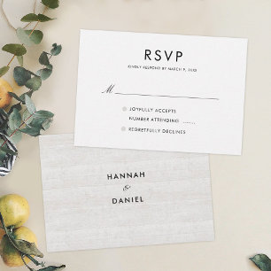 Einfache Minimalistische Rustikale Holzhochzeit RSVP Karte