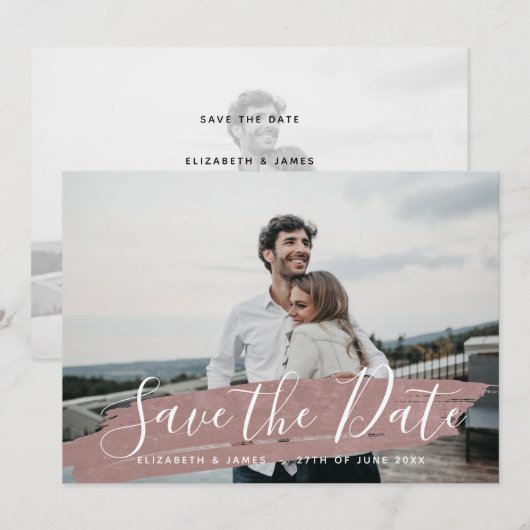 Einfache Minimalistische rustikale Rosa Save the D Date (Vorne/Hinten)