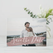 Einfache Minimalistische rustikale Rosa Save the D Save The Date (Stehend Vorderseite)