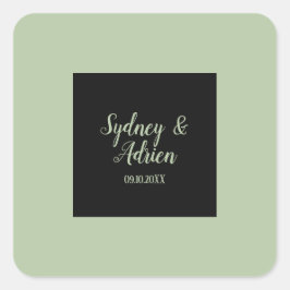 Einfache Minimalistische|Sage Wedding Umschlag Auf Quadratischer Aufkleber