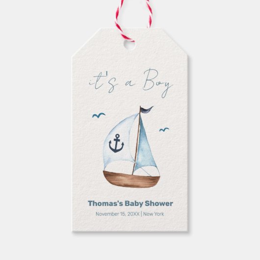 Einfache Minimalistische Sailboat Anchor Kinderdus Geschenkanhänger (Vorderseite)