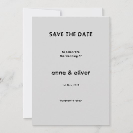 Einfache Minimalistische Save the Date Hochzeitsei Einladung (Vorderseite)