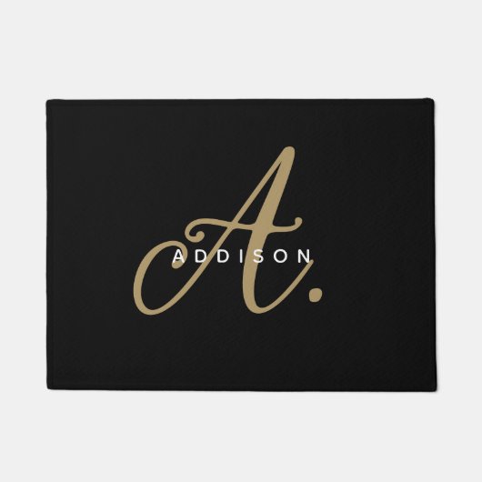 Einfache Minimalistische Schlichte Black-Script-Mo Fußmatte (Vorderseite)