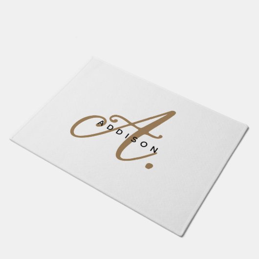 Einfache Minimalistische Schlichte White-Script-Mo Fußmatte (Schrägansicht)