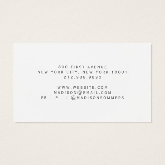 Einfache Minimalistische Schmuckkarten (Rückseite)