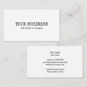 Einfache minimalistische Schreibmaschinentypografi Visitenkarte (Vorne/Hinten)