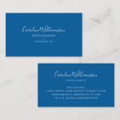Einfache Minimalistische Schrift Blau Visitenkarte (Vorne/Hinten)