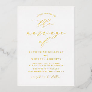Einfache Minimalistische Schrift Hochzeit Folieneinladung