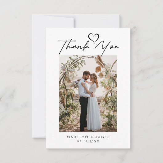 Einfache Minimalistische Schrift mit dem Foto Hear Dankeskarte (Vorderseite)