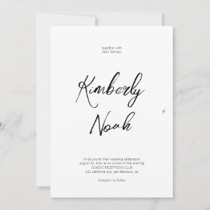 Einfache minimalistische Schrift Schwarzweiß Hochz Einladung