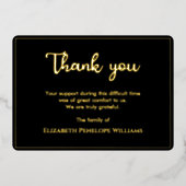 Einfache Minimalistische Schwarz-Gold-Gedenkfeier Folieneinladung (Vorderseite)