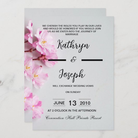 Einfache Minimalistische Schwarz-Grau-Hochzeit Einladung (Vorne/Hinten)