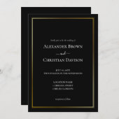 Einfache Minimalistische Schwarz-Hintergrund-Hochz Einladung (Vorne/Hinten)