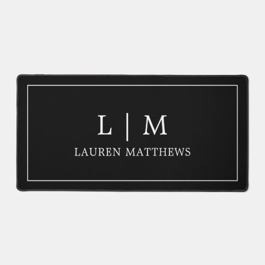 Einfache Minimalistische Schwarz-Minimal-Monogram- Schreibtischunterlage (Vorderseite)