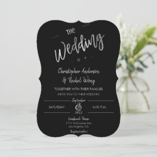 Einfache Minimalistische Schwarz-Script-Silver-Hoc Einladung