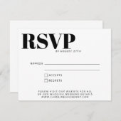 Einfache Minimalistische Schwarz-Weiß-Details RSVP Karte (Vorne/Hinten)