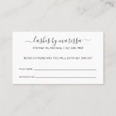 Einfache Minimalistische Schwarz-Weiß-Elegante Las Empfehlungskarte (Rückseite)