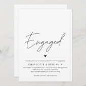 Einfache Minimalistische Schwarz/Weiß-Engagement-P Einladung (Vorne/Hinten)