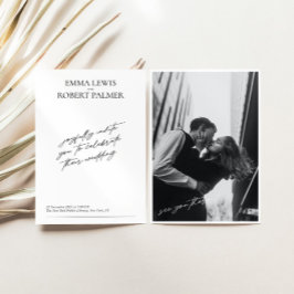 Einfache Minimalistische Schwarz-Weiß-Foto-Hochzei Einladung