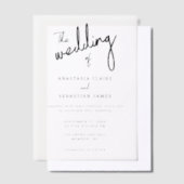 Einfache Minimalistische Schwarz-Weiß-Foto-Hochzei Pergament Einladungen (Versetzt)