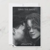 Einfache Minimalistische Schwarz-Weiß-Foto-Hochzei Save The Date (Vorderseite)