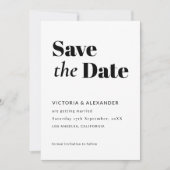 Einfache Minimalistische Schwarz-Weiß-Foto-Hochzei Save The Date (Vorderseite)