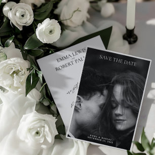 Einfache Minimalistische Schwarz-Weiß-Foto-Hochzei Save The Date