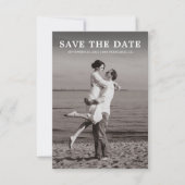 Einfache Minimalistische Schwarz-Weiß-Foto-Hochzei Save The Date (Vorderseite)