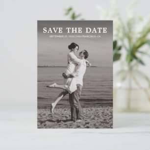 Einfache Minimalistische Schwarz-Weiß-Foto-Hochzei Save The Date