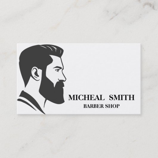 Einfache Minimalistische Schwarz-Weiß-Friseur Visitenkarte (Vorderseite)