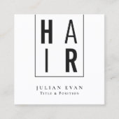 Einfache Minimalistische Schwarz-Weiß-Frisöre Quadratische Visitenkarte (Vorderseite)