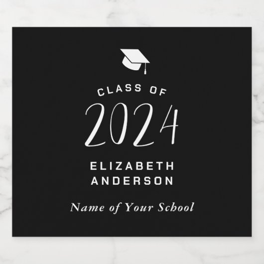 Einfache Minimalistische Schwarz-Weiß-Graduierungs Bierflaschenetikett (Einzelnes Label)