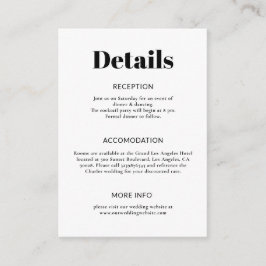 Einfache Minimalistische Schwarz-Weiß-Hochzeit Begleitkarte