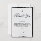 Einfache Minimalistische Schwarz-Weiß-Hochzeit Dankeskarte (Vorderseite)
