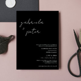 Einfache Minimalistische Schwarz-Weiß-Hochzeit Einladung